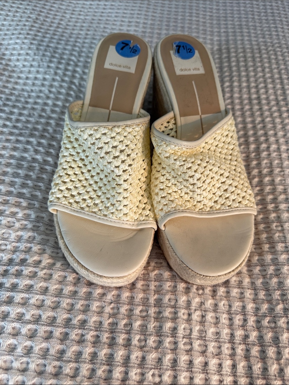 Dolce Vita Cream Woven Slip-On Mules size 7.5